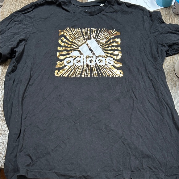adidas Other - adidas Black Short Sleeve Tee with Gold Graphic Logo